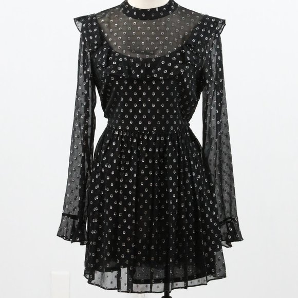 Robert Rodriguez 8 Silk Metallic Dot Mini Dress - Picture 1 of 11